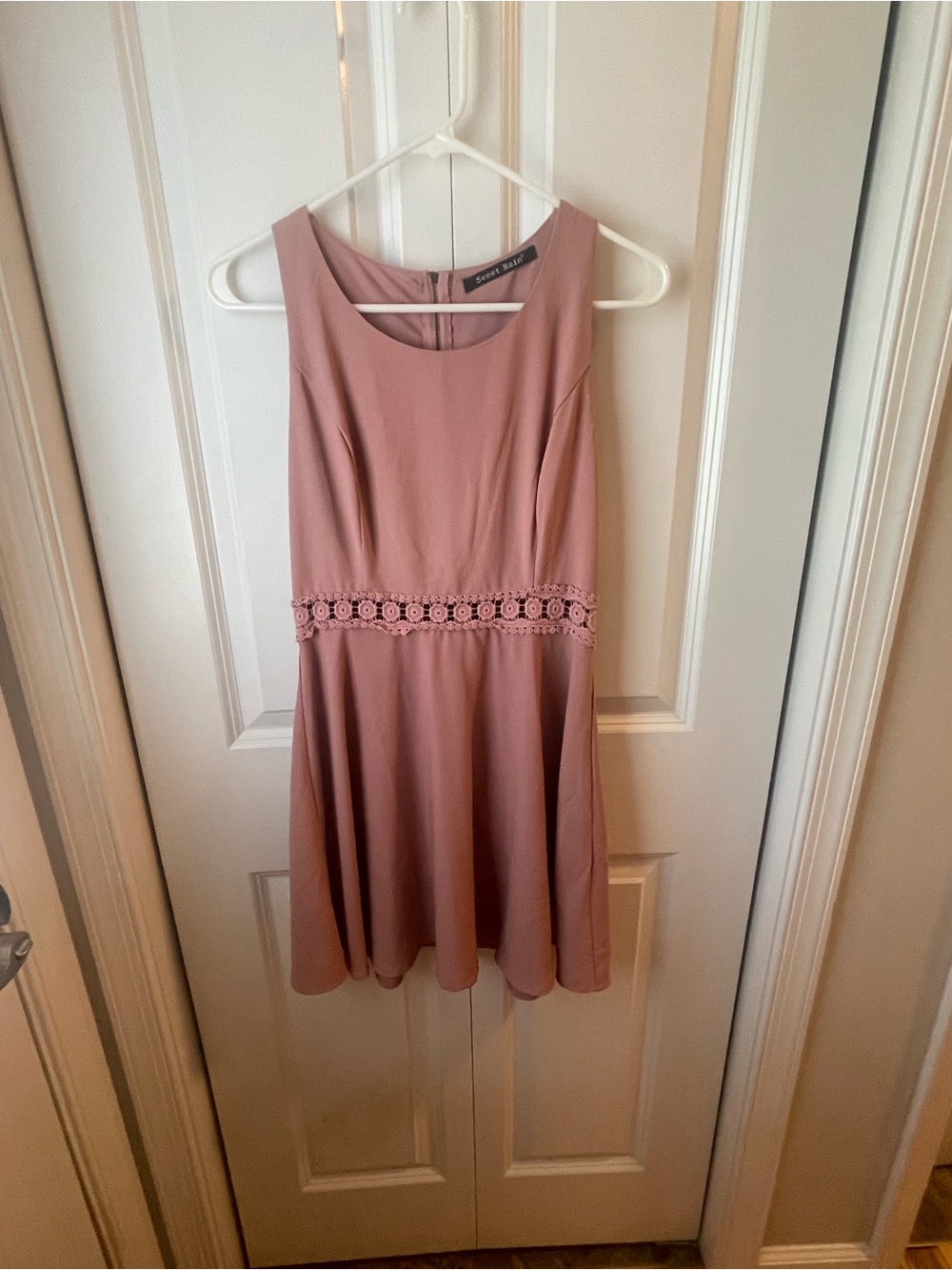 Sweet Rain Dusty Pink Lace-Waist Sleeveless Mini Dress